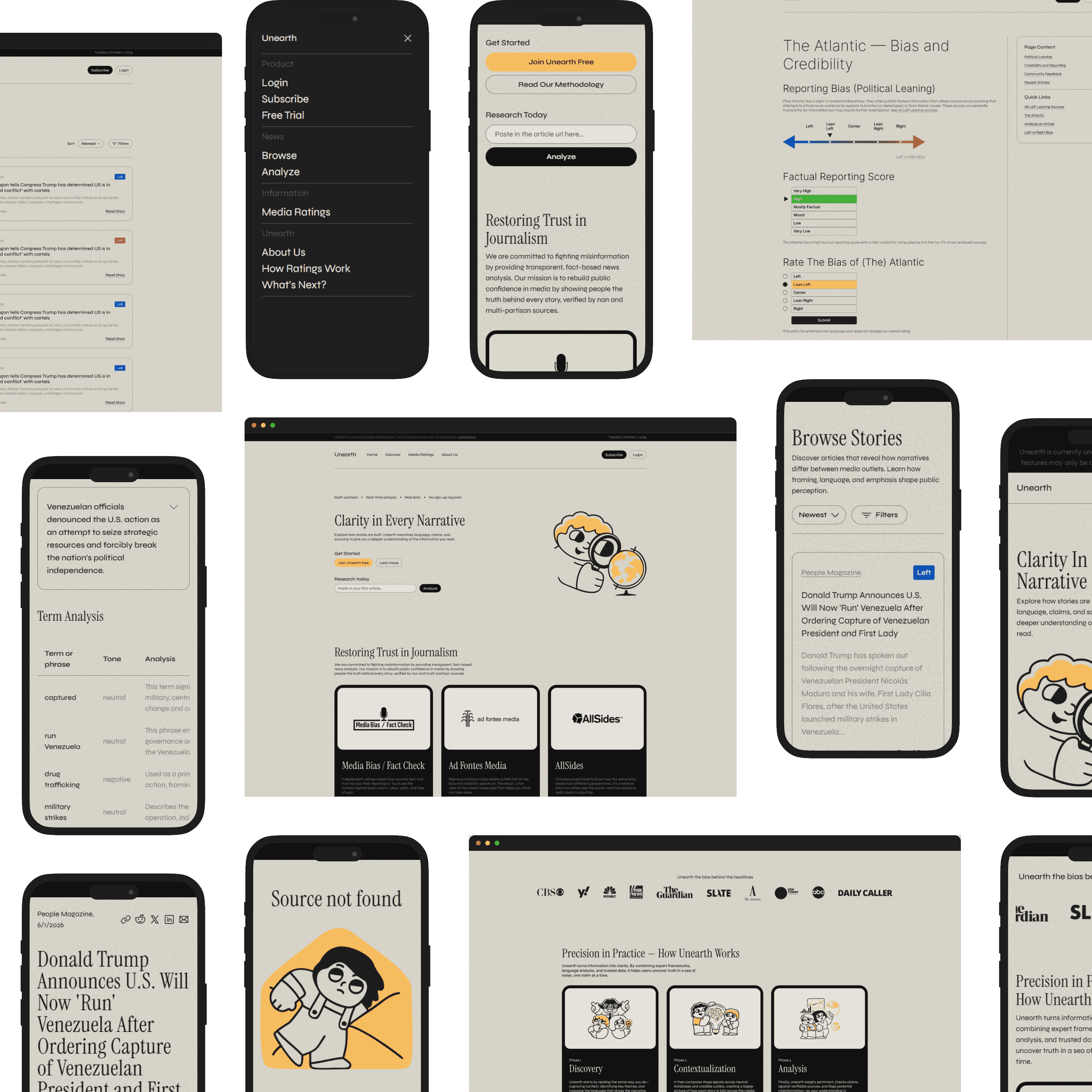 Unearth News designs on various devices